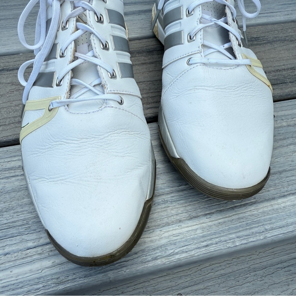 Adidas Adipower Boost Mens 10.5 White and Grey Golf Cleats - Picture 6 of 16